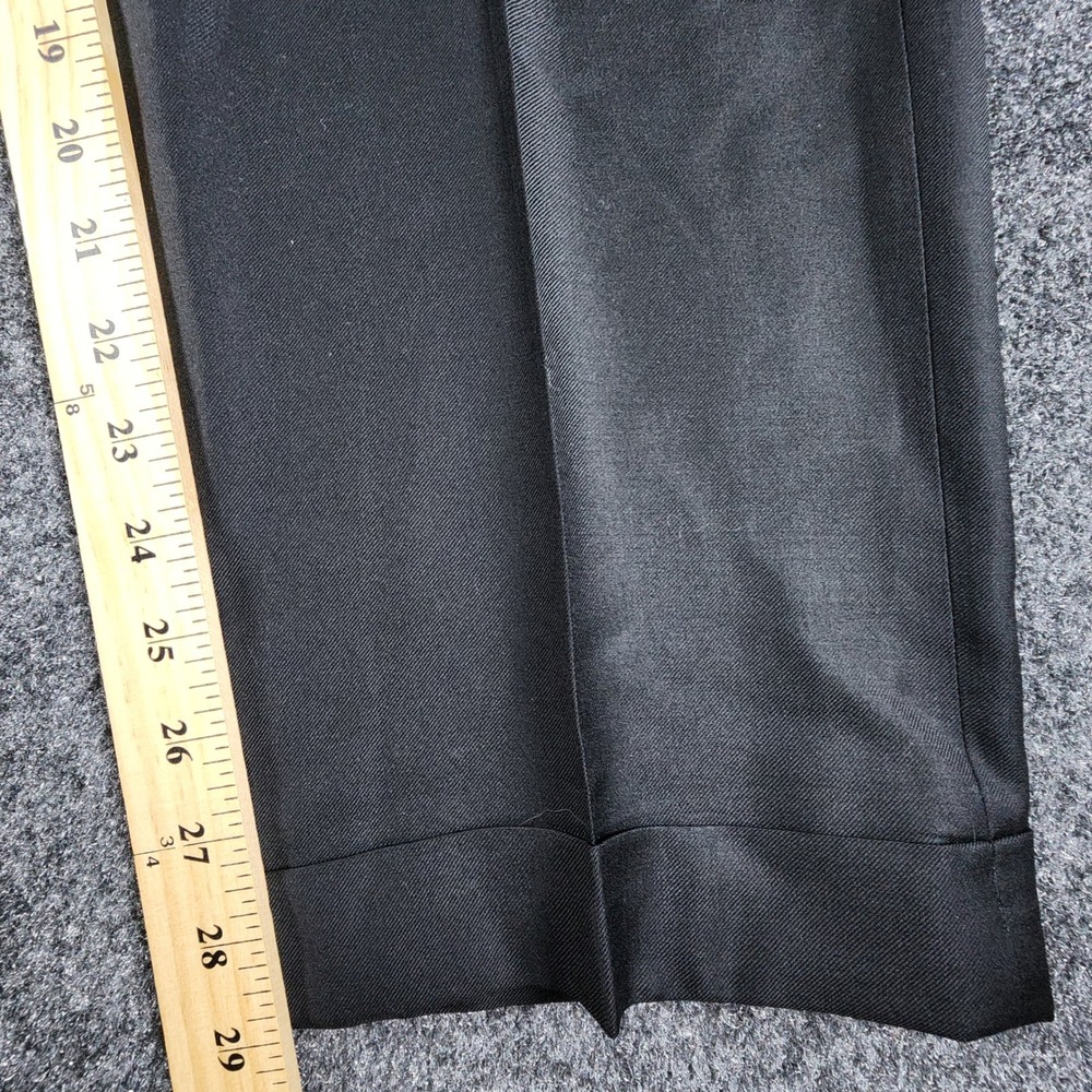 Zanella Devon Super 120s Wool Dress Pants Mens 33x29 Black Cuffed Made in Italy - Picture 9 of 10